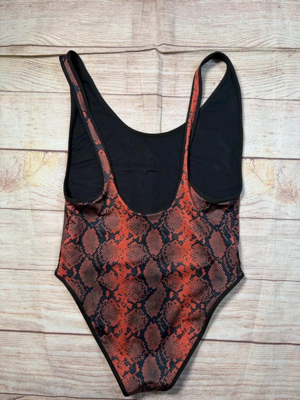 Topshop Red and Black Snake Print One-Piece Swimsuit - Picture 5 of 5